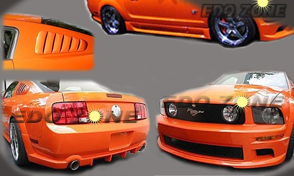 2005-On Mustang (4-PCS Body Kit Front Bumper/ 2 Side Skirts/ Rear Add-On) Kit # 